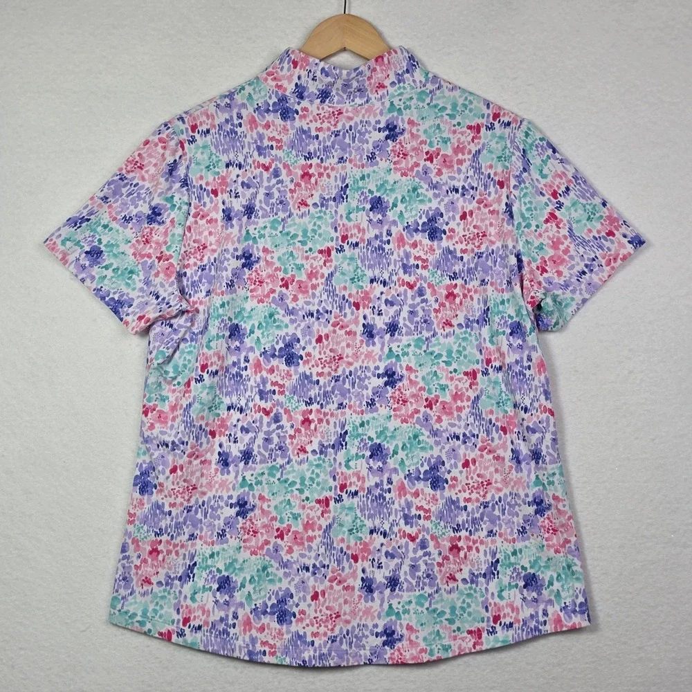 IBKUL Womens Size XL Quarter Zip Mock Neck Golf Tennis Shirt Pink Purple